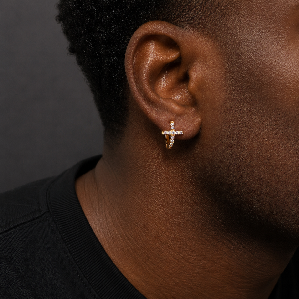 Bubble Letter Silver Moissanite VVS Cross Eardrop Stud Earring for Men Hip Hop Jewelry