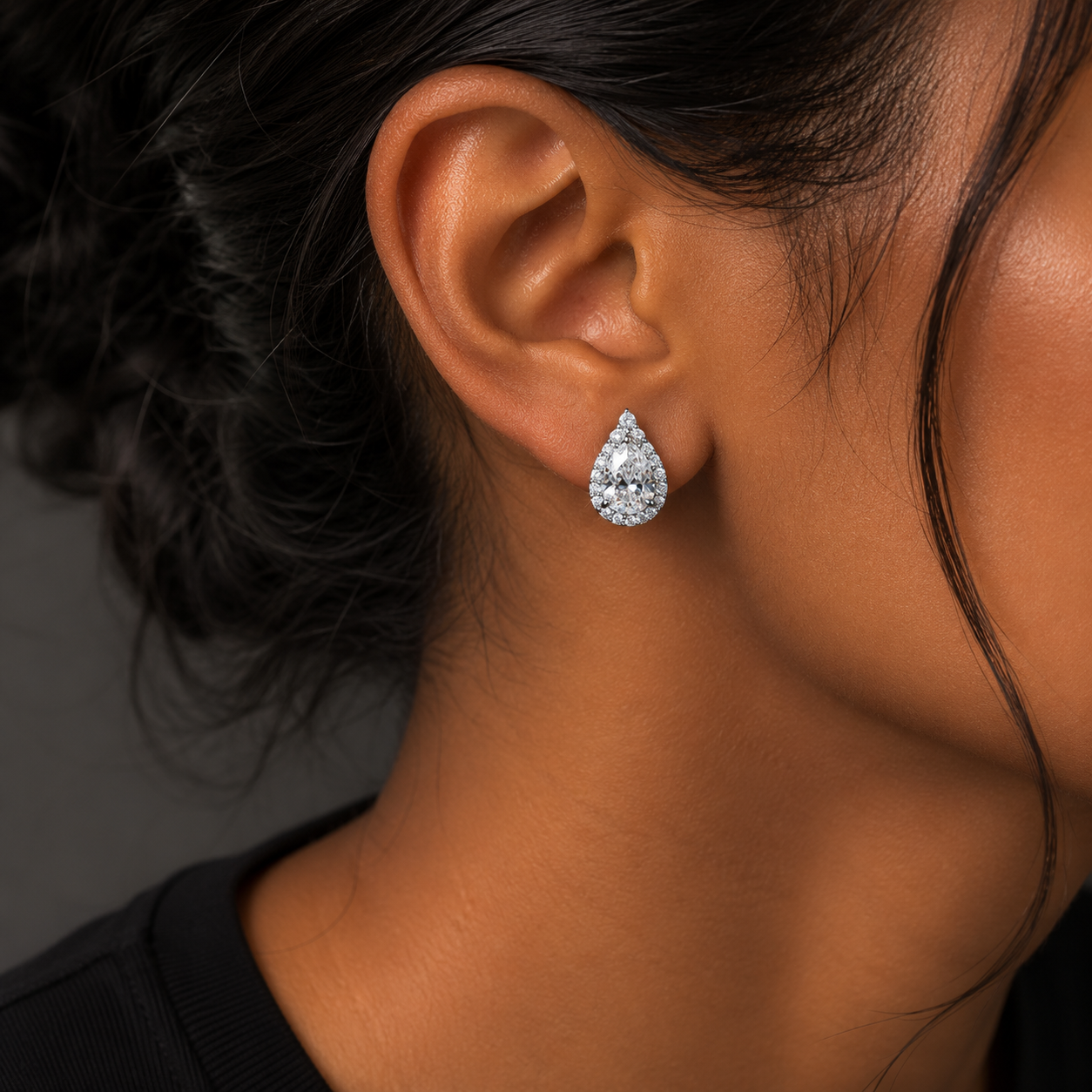 Bubble Letter Silver Moissanite VVS Water Drop Shape Stud Earring for Women Hip Hop Jewelry