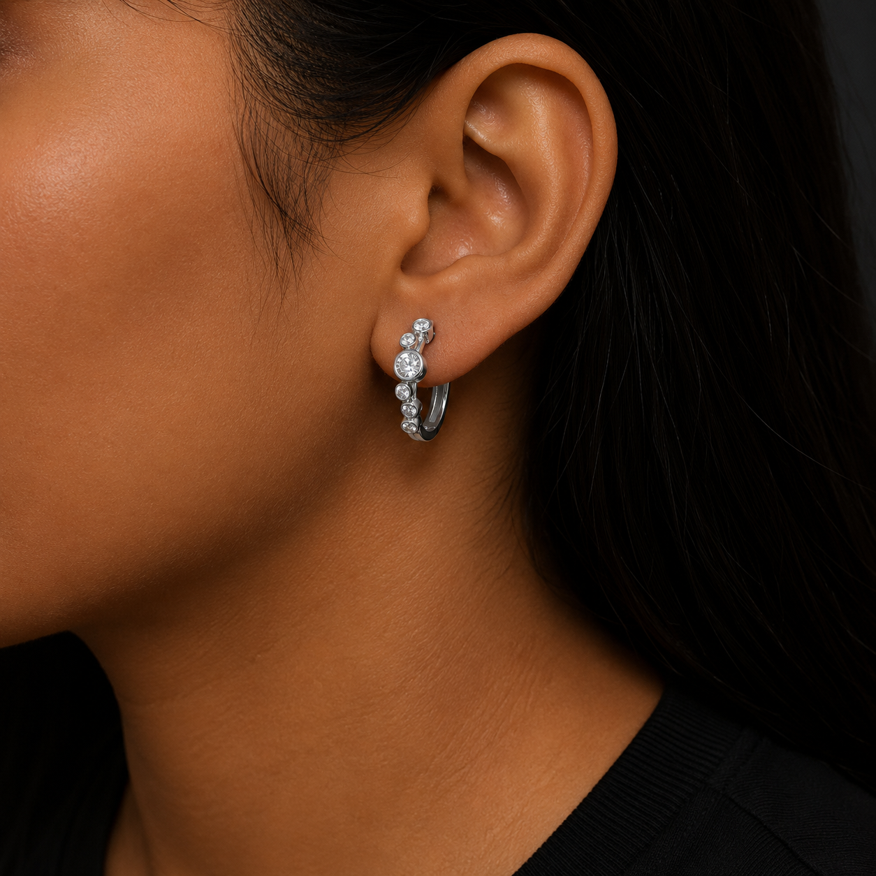 Bubble Letter Silver Moissanite VVS Dot Eardrop Earring for Women Hip Hop Jewelry