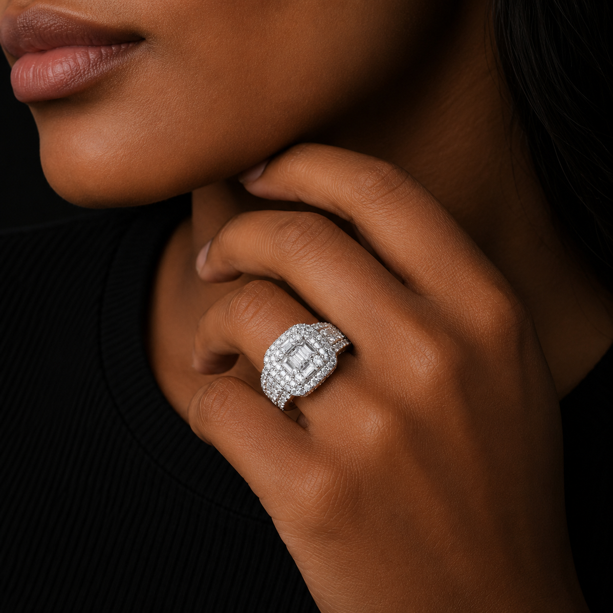 Bubble Letter Silver Moissanite VVS Ring for Women Hip Hop Jewelry