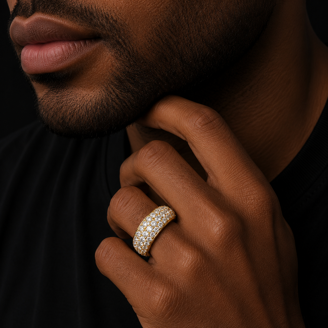 Bubble Letter Silver Moissanite VVS 5 Rows Ring for Men Hip Hop Jewelry