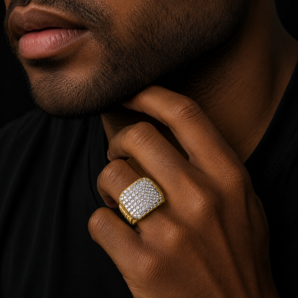 Bubble Letter Silver Moissanite VVS Rectangle Baguette Ring for Men Hip Hop Jewelry