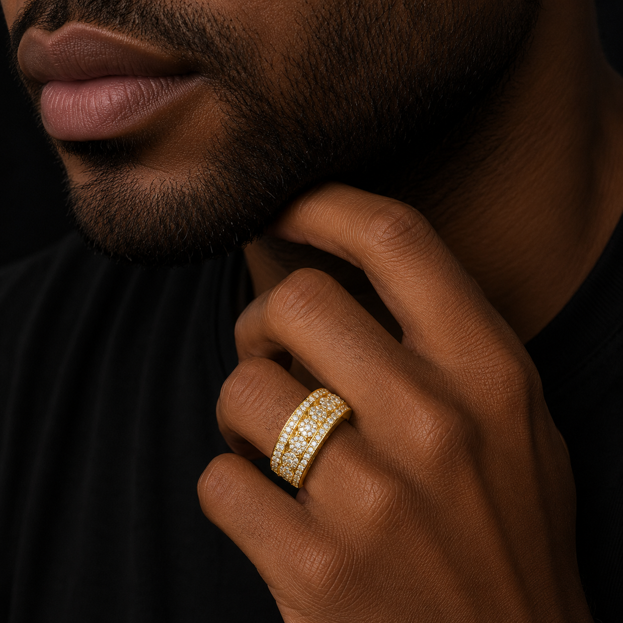 Bubble Letter Silver Moissanite VVS Half Circle Ring for Men Hip Hop Jewelry