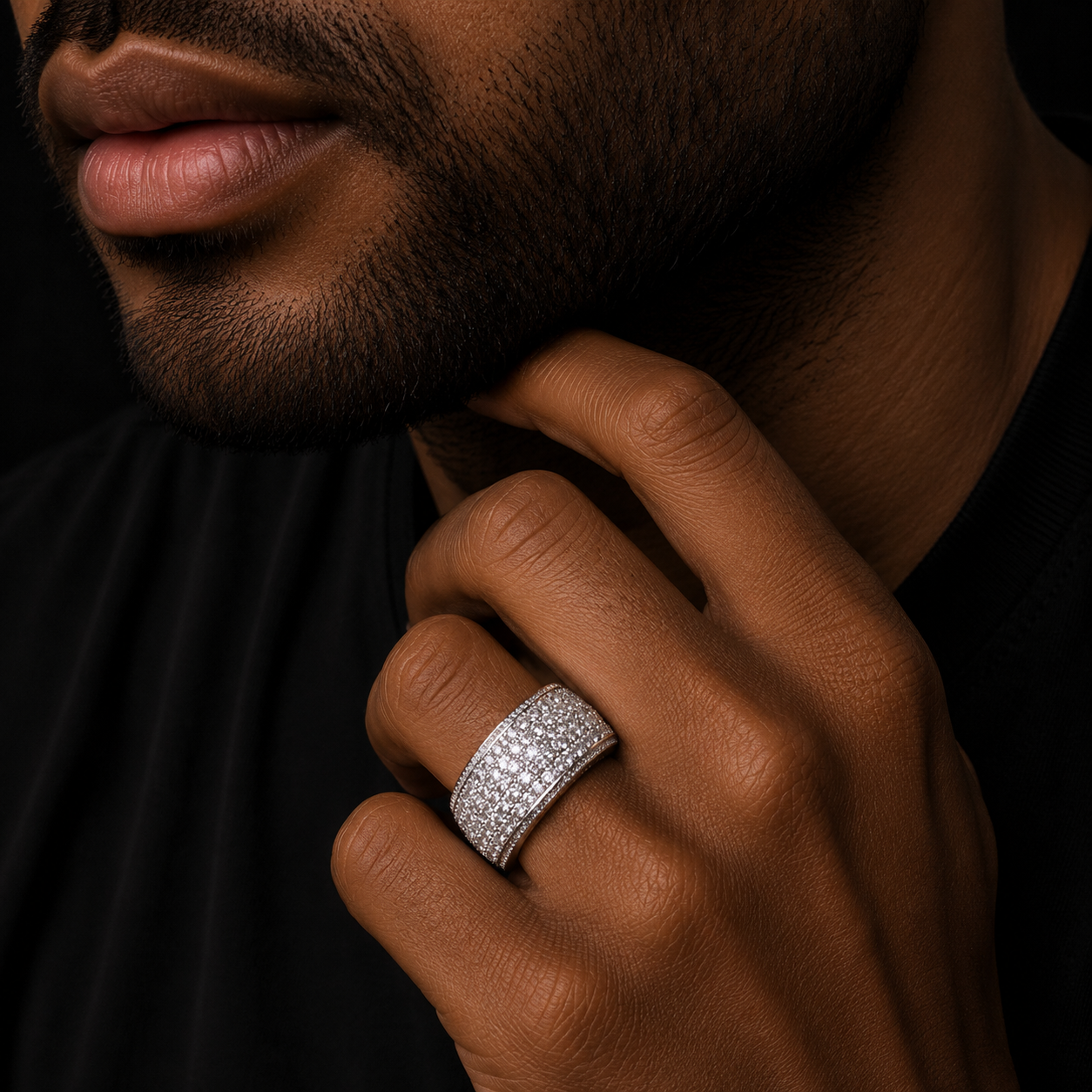 Bubble Letter Silver Moissanite VVS Circle Ring for Men Hip Hop Jewelry