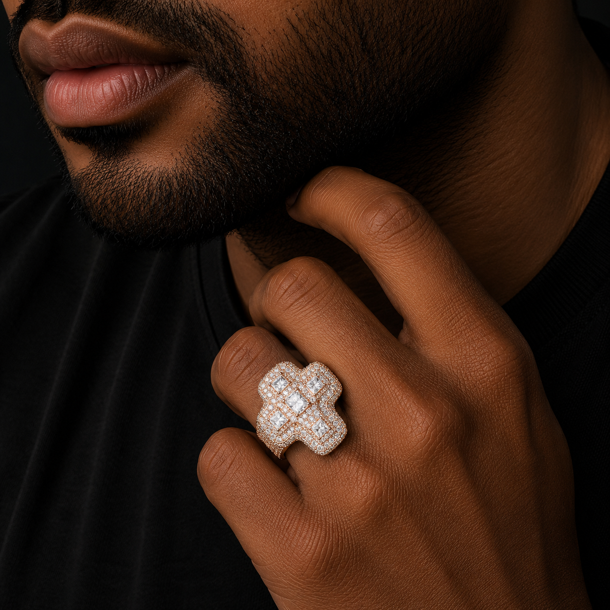 Bubble Letter Silver Moissanite VVS Baguette Cross for Men Hip Hop Jewelry