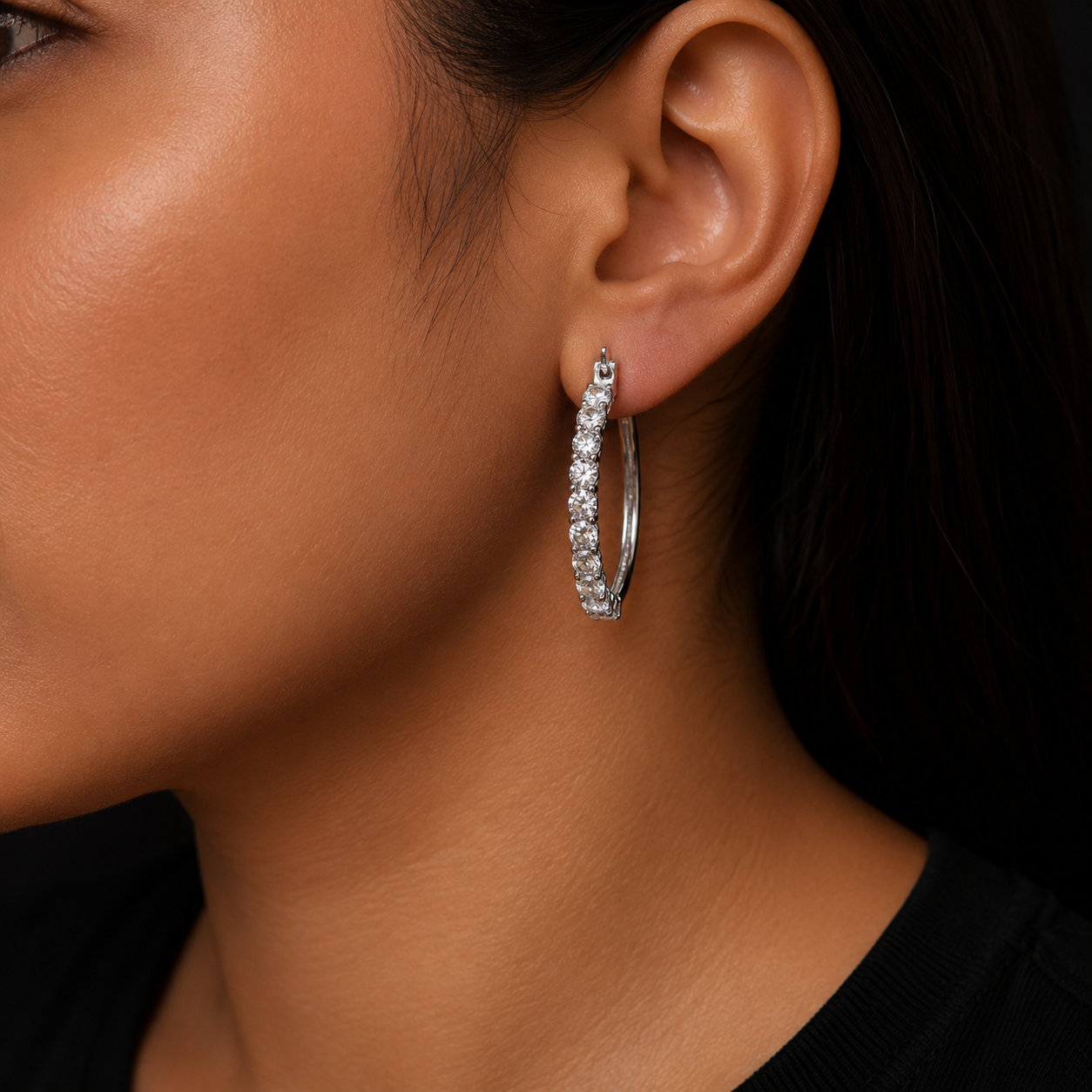 Bubble Letter Silver Moissanite VVS Hoop Earring for Women Hip Hop Jewelry