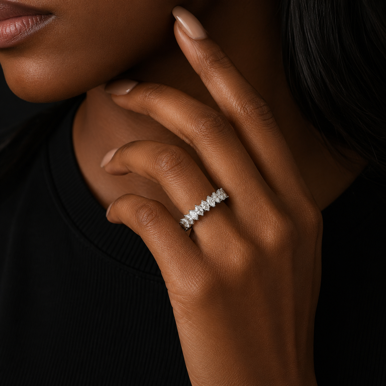 Bubble Letter Silver Moissanite VVS Leaf Shape Ring for Women Hip Hop Jewelry