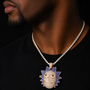 Bule lettebbr Men's Cartoon Character Face Pendant Iced Out Necklace Bling Cubic Zircon Personality Hip Hop Rock Jewelry
