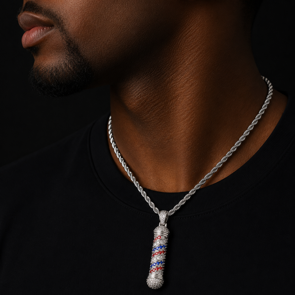Cylindrical Pendant Gold Color Plated Men's Hip Hop Jewelry