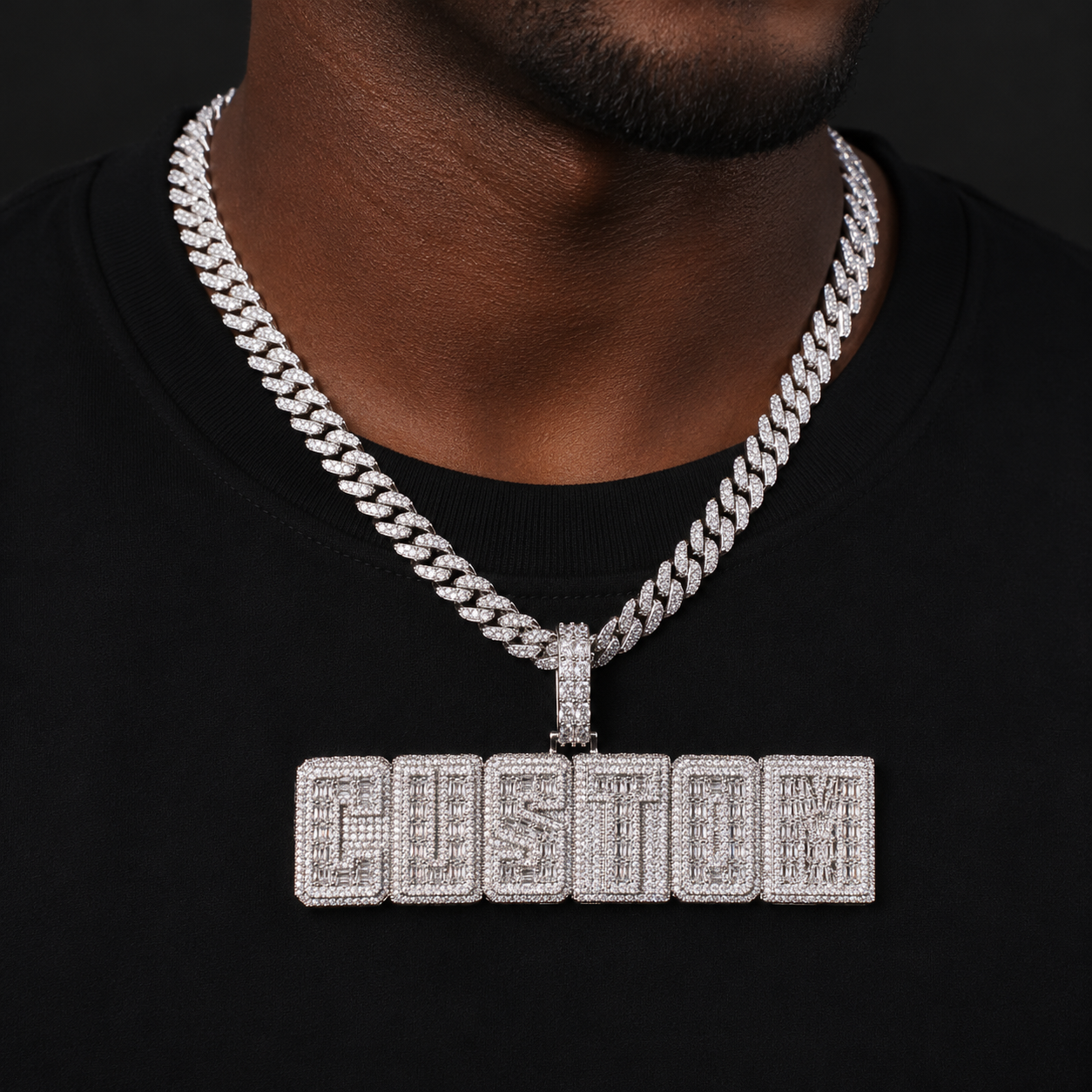 Bubble Letter Iced Out Custom Name Necklace for Men Prong Setting Personazlied Pendant Hip Hop Jewelry