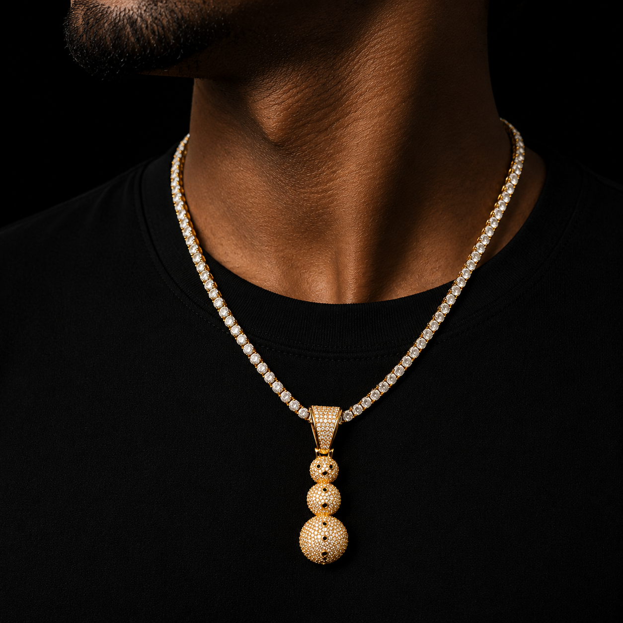Bubble Letter Iced Out Pendant Snowman Necklace for Men Real Gold Plated Hip Hop Jewelry Drop Shipping Products