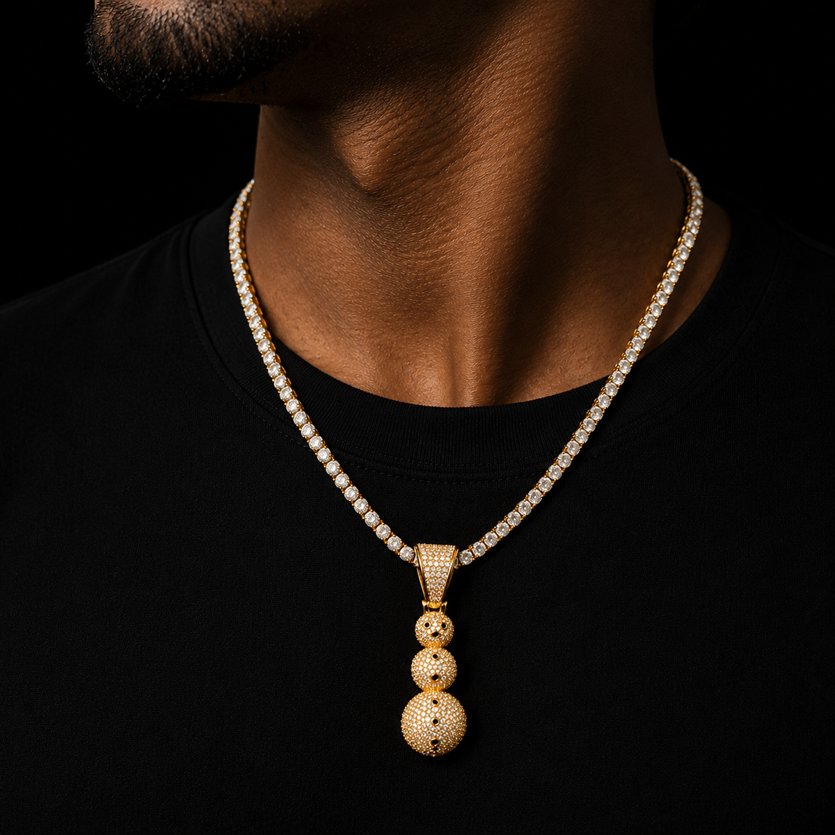 Bubble Letter Iced Out Pendant Snowman Necklace for Men Real Gold Plated Hip Hop Jewelry Drop Shipping Products