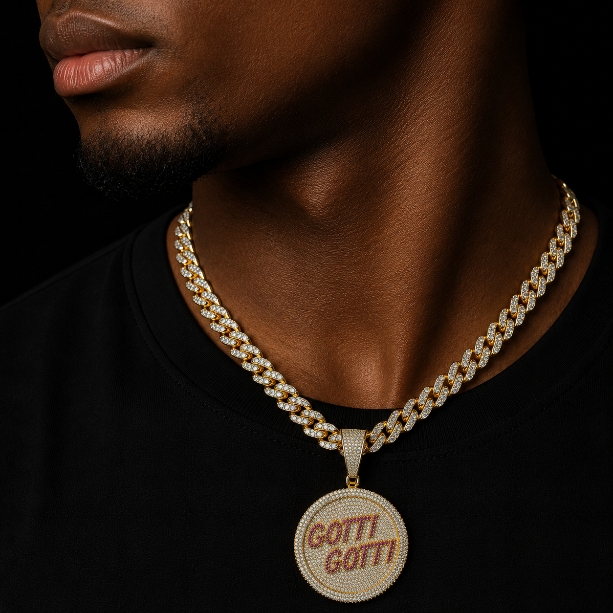 Bubble Letter Iced Out Necklace for Man Gotti Prong Setting Pendant Real Gold Plated Cubic Zirconia Hip Hop Jewelry