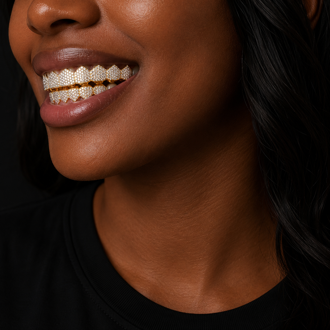 Big Hip Hop Grillz Iced Out CZ Fang Mouth teeth grills Caps Top & Bottom tooth Set Men Women Vampire Grills Fashion Jewelry
