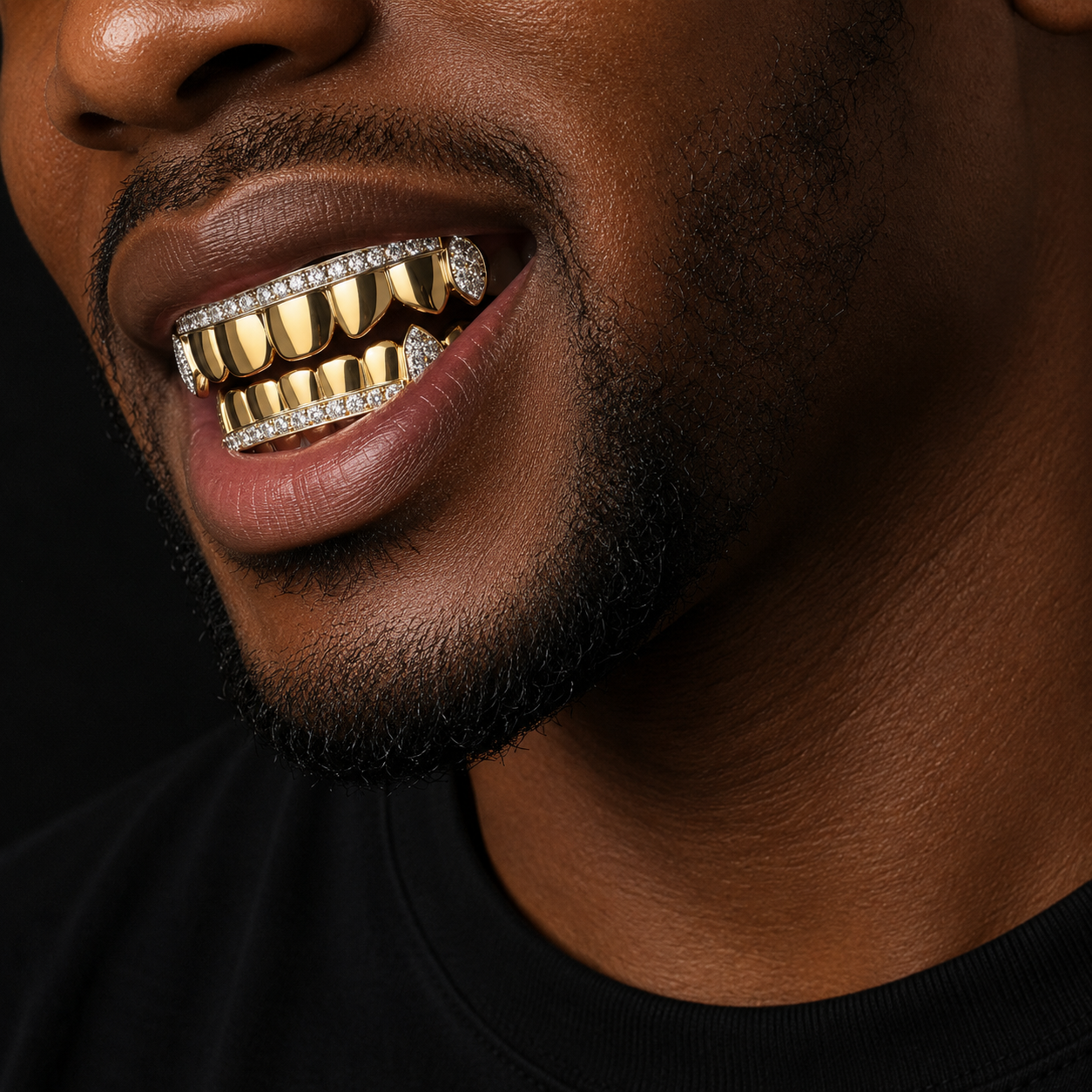 Bubble Letter Hip Hop Grillz Teeth Iced Zircon Fang Mouth teeth Caps Top & Bottom Tooth Set Men Women Vampire Fashion Jewelry