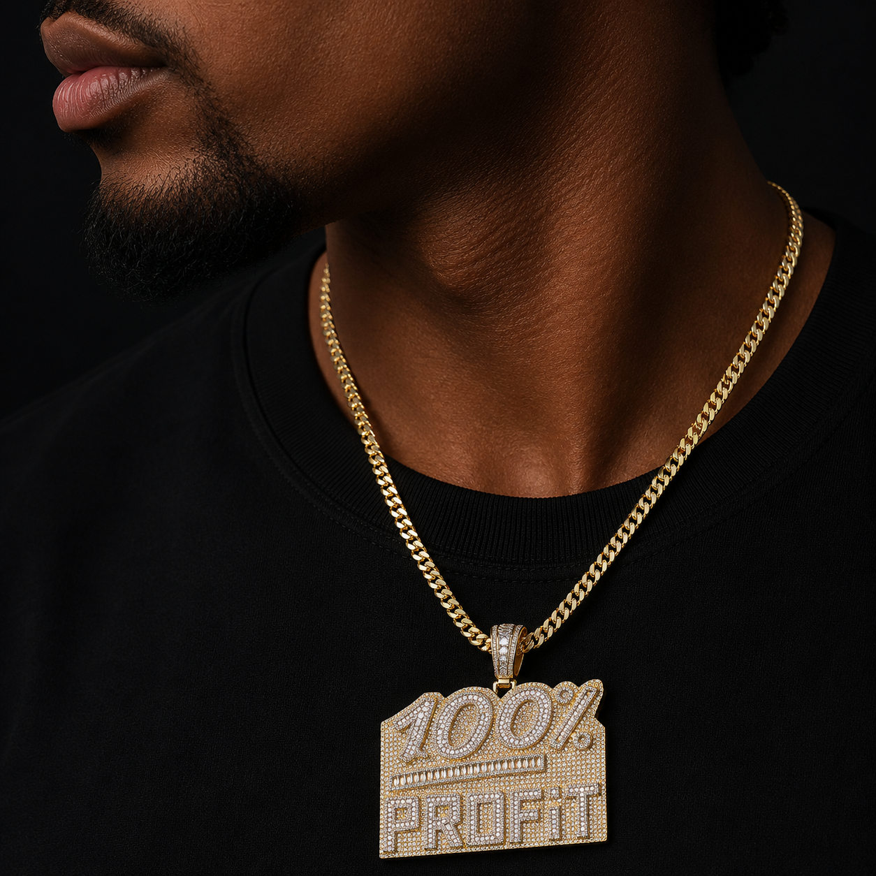 Bubble Letter Iced Out Necklace for Men 100% Perfect Prong Cubic Zirconia Pendants Real Gold Plated Hip Hop Jewelry
