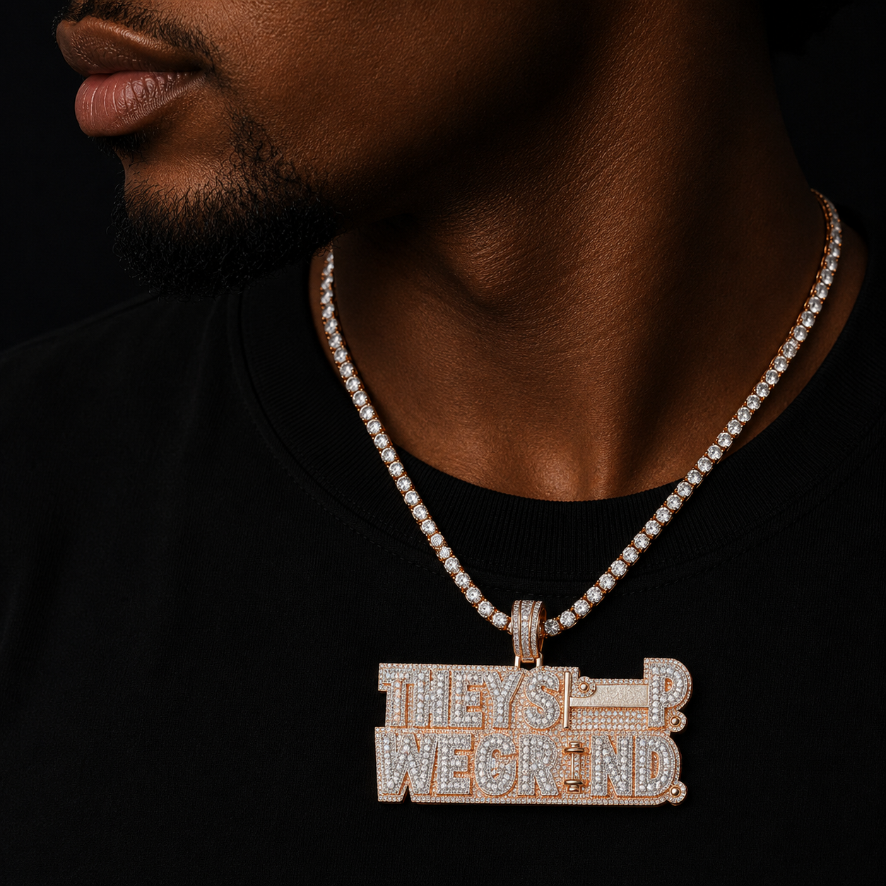 Bubble Letter They Sleep Wegrind Necklace Pendant for Men Cubic Zirconia Real Copper Hip Hop Fashion Jewelry