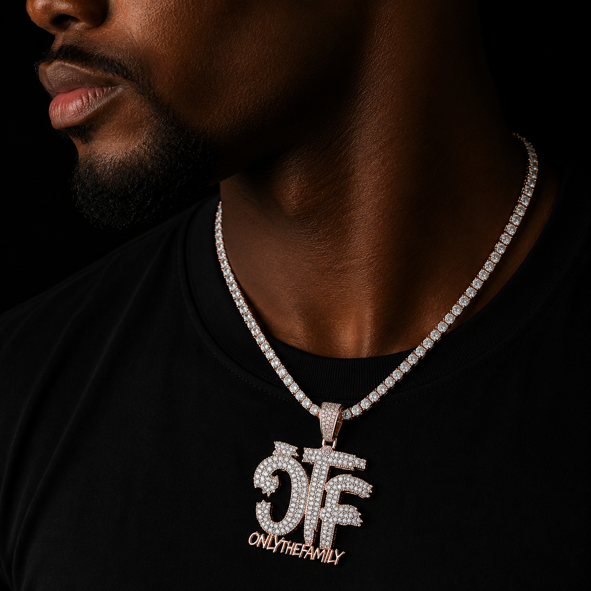 Bubble Letter Iced Ou Pendant Only The Family Necklace for Men Prong Setting Cubic Zirconia Hip Hop Jewelry