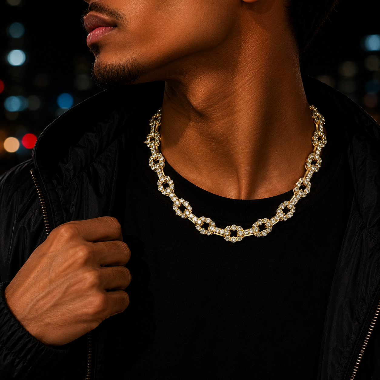 Bubble Letter Iced Out Infinity Link Chain for Men Necklace Choker 5A Cubic Zirconia Prong Setting Hip Hop Jewelry