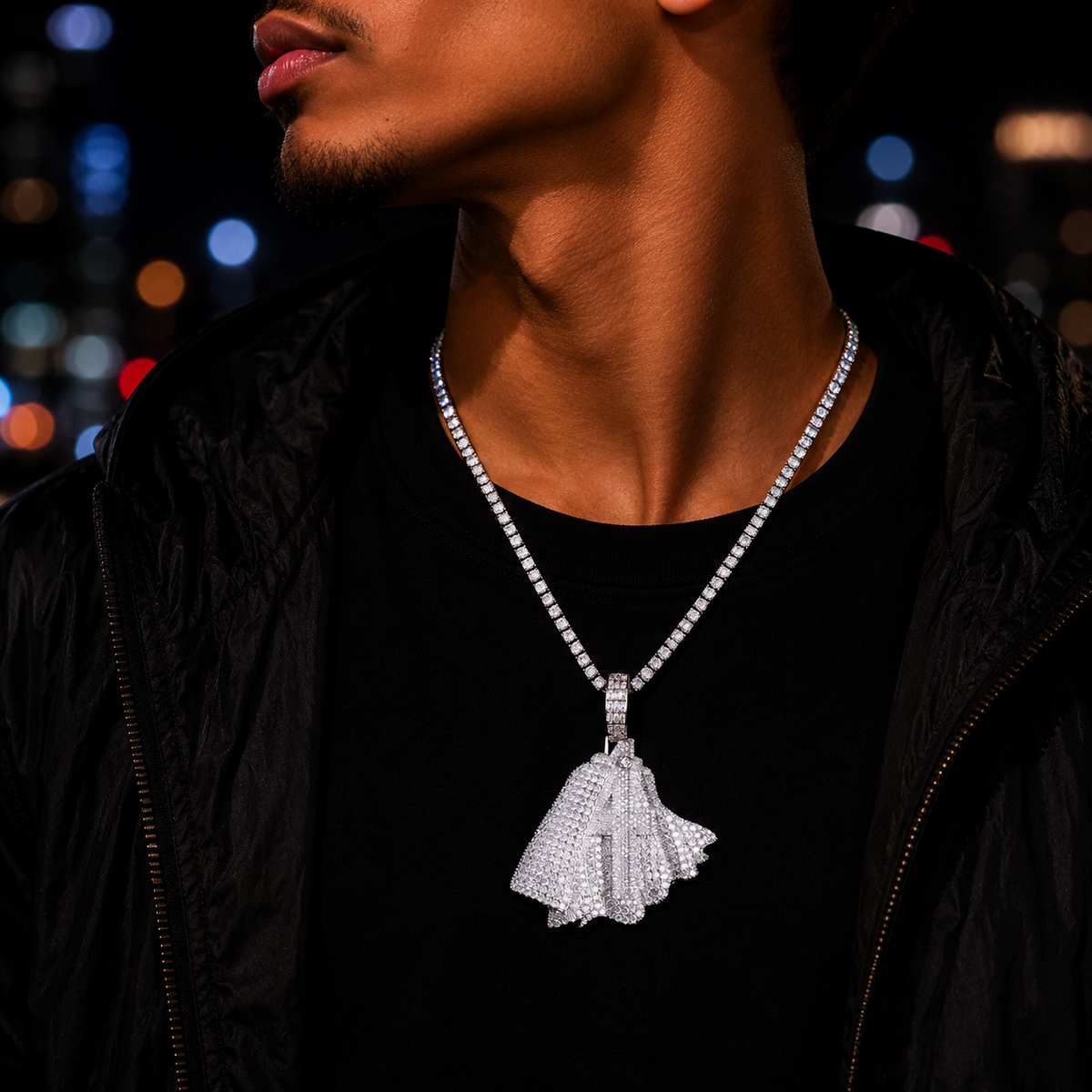 Bubble Letter Iced Out Holleween Number 4 Necklace Pendant for Men 5A Cubic Zirconia Gold Plated Hip Hop Jewelry
