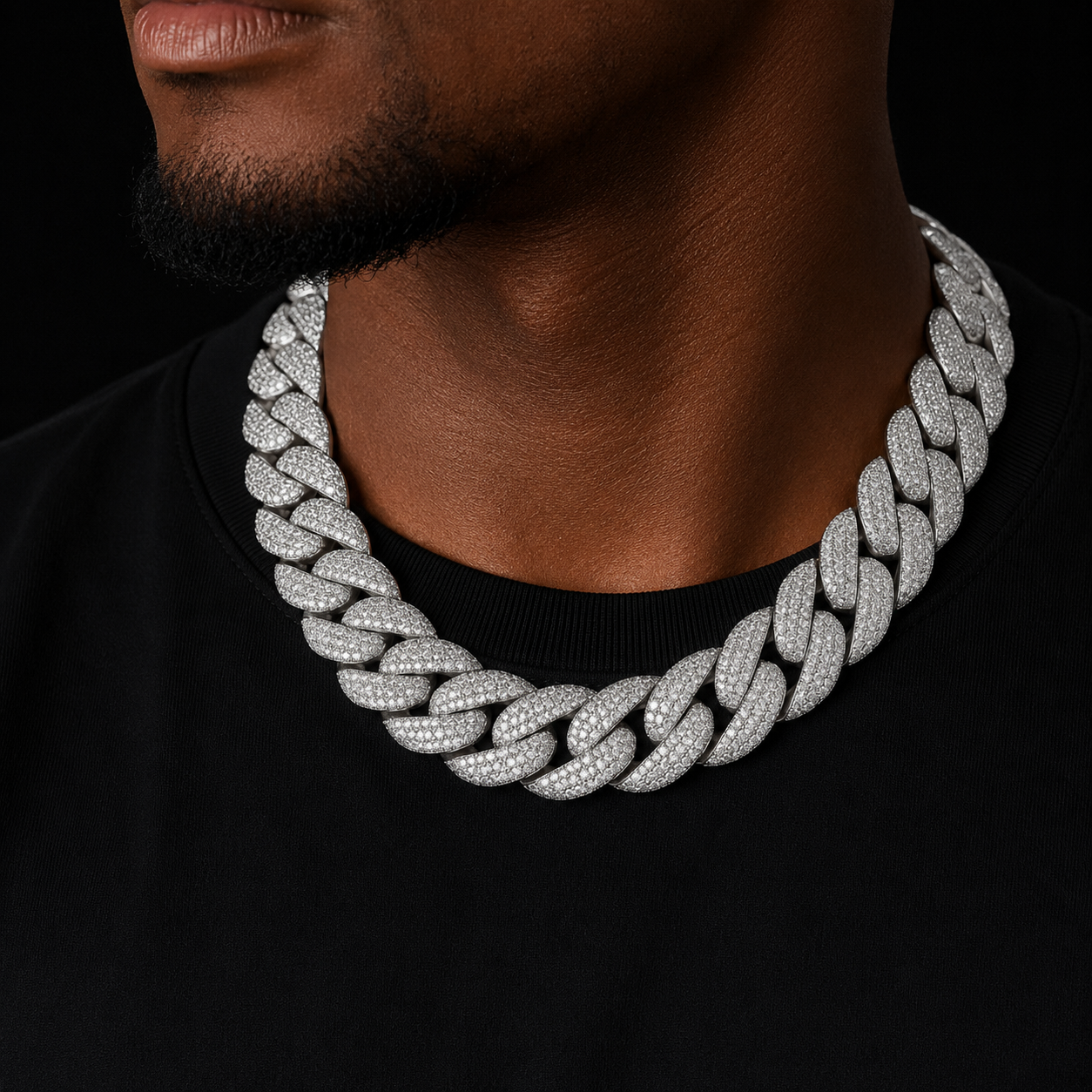 THE BLING KING Heavy 24mm Bubble Cuban Link Necklace For Men Micro Paved Cubic Zirconia Chain Deluxe Choker Rock Hip Hop Jewelry