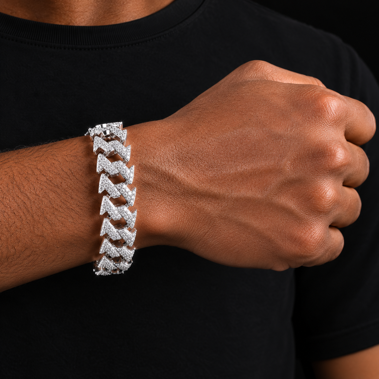 Bubble Letter Iced Out Miami Cuban Link Bracelet for Men Prong Setting Real Gold Plated Cubic Zirconia Hip Hop Jewelry