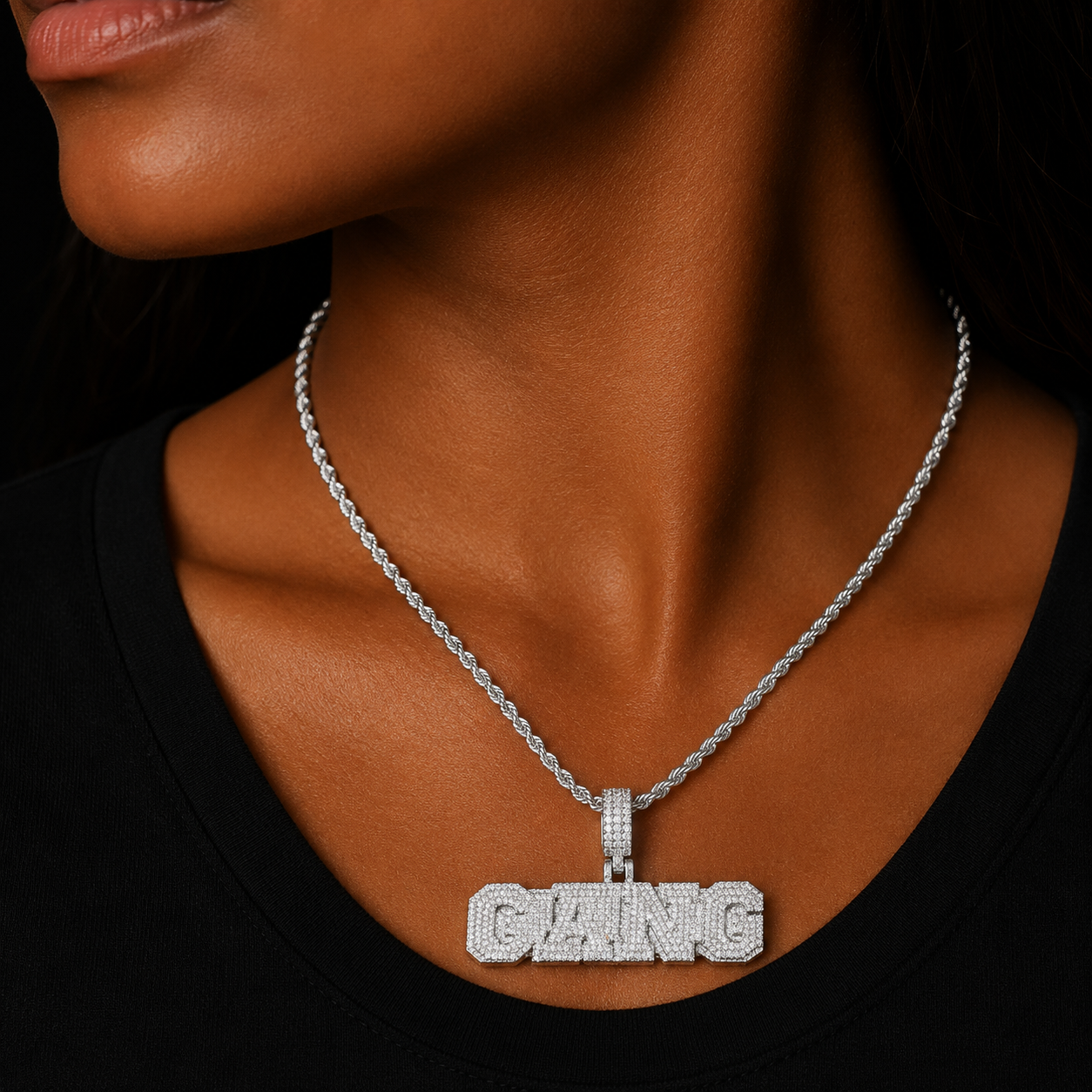 Bubble Letter Personalized Jewelry Custom Name Necklace Pendant for Women Cubic Zirconia Hip Hop Jewelry