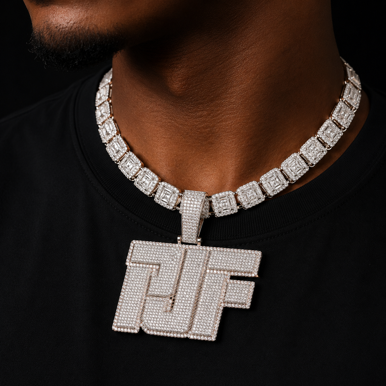 Bubble Letter Customized Jewelry Name Plated Necklace for Men Two Tone Iced Out Hip Hop Fashion Charms