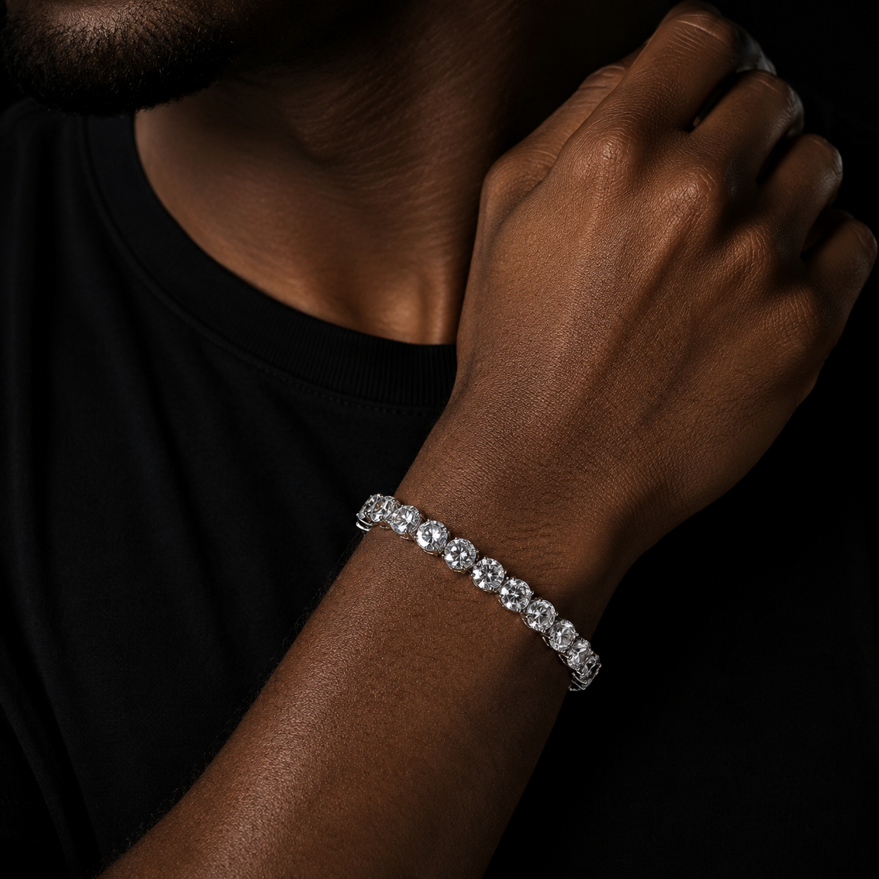 Bubble Letter Iced Zircon Tennis Chain Bracelet Men's Hip hop Jewelry Copper Material Gold Color Box Clasp CZ Bracelet Link 18cm