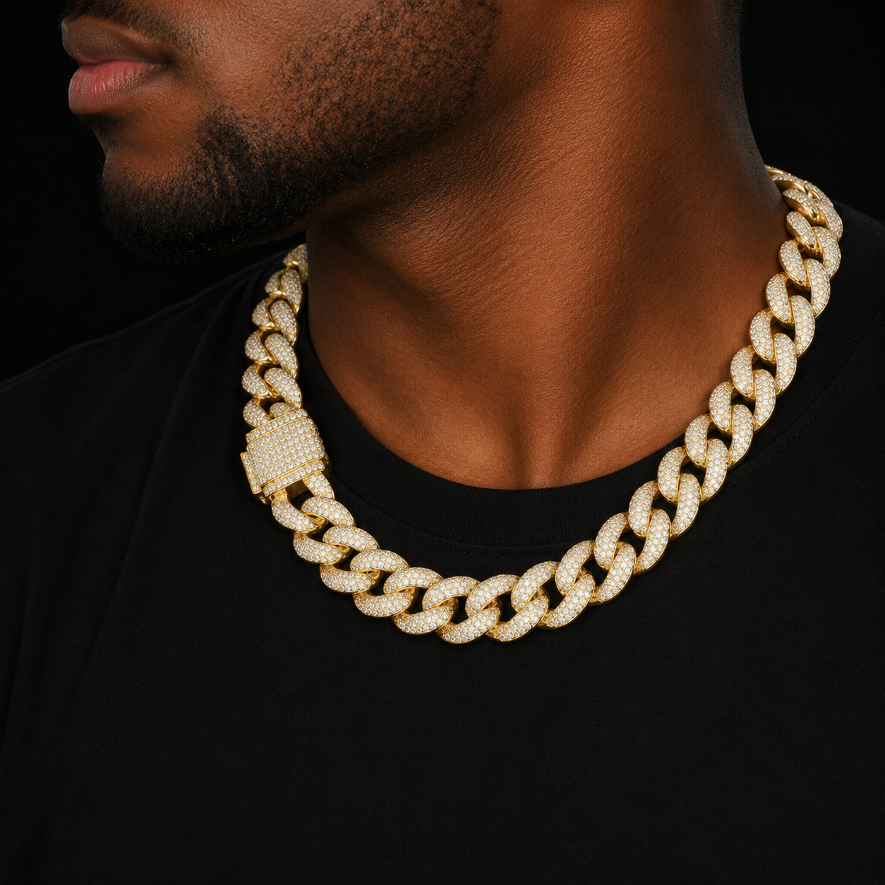 Bubble Letter Heavy Miami Cuban Link Chain for Men Necklace Choker Iced Out AAAA Zircon Hip Hop Rock Jewelry Real Gold Plated