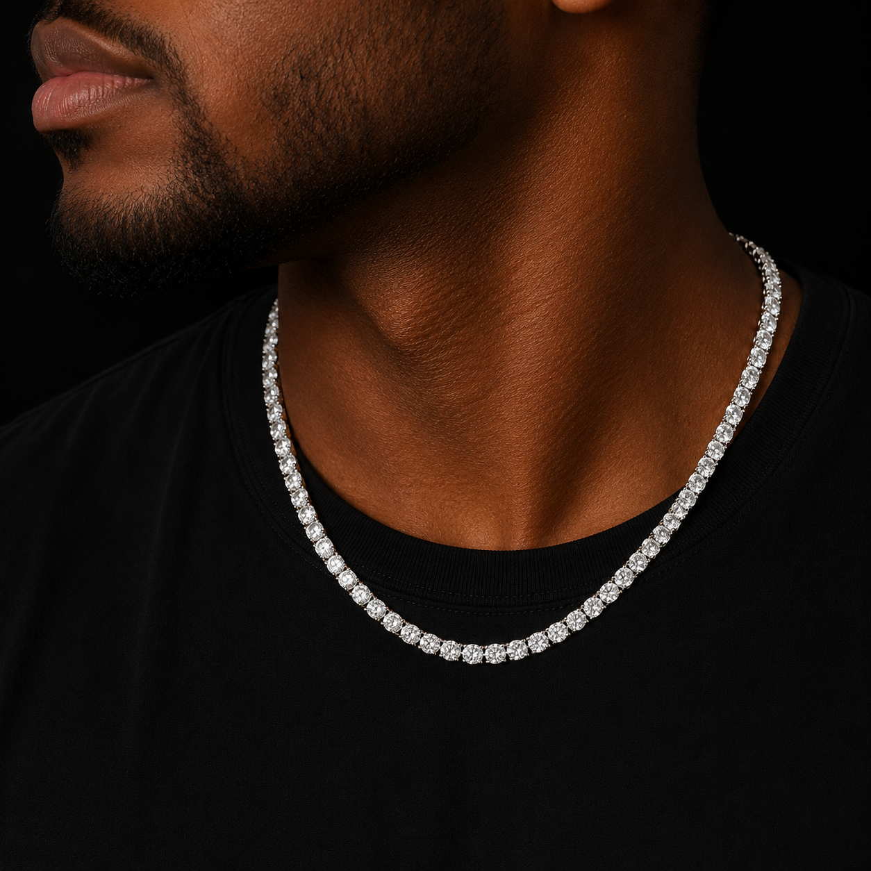 Bubble Letter Tennis Chain Real Gold Plated Choker Men's Necklace Hip Hop Jewelry Spring Clasp Free Shipping Items