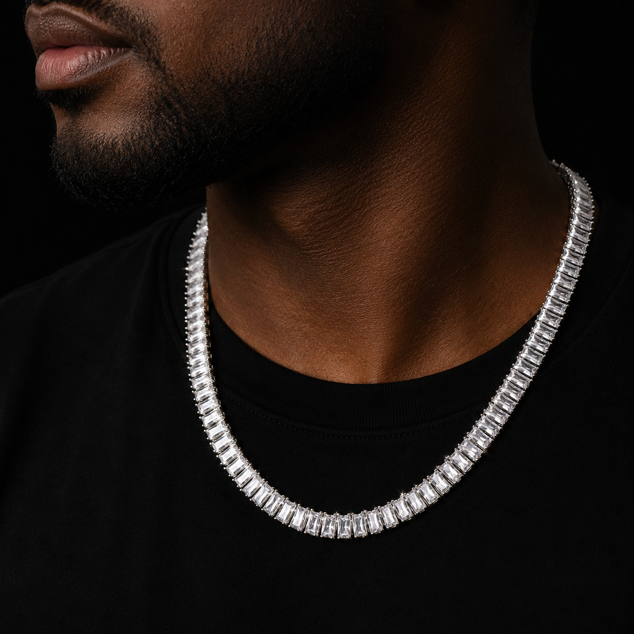 Bubble Letter Men Necklace Choker Baguette Chain Gold Color Hip Hop Jewelry Real Copper Bling Street Rock Christmas Gift