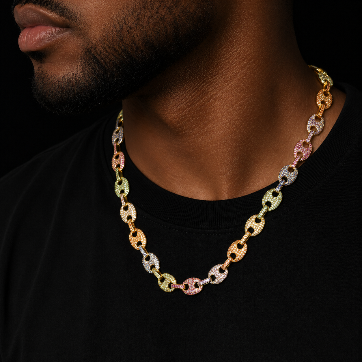 Bubble Letter Cuban Link Chain for Men Necklace Bling Hip Hop Jewelry Real Copper Iced Out 2021 Trend Free Shipping Gift
