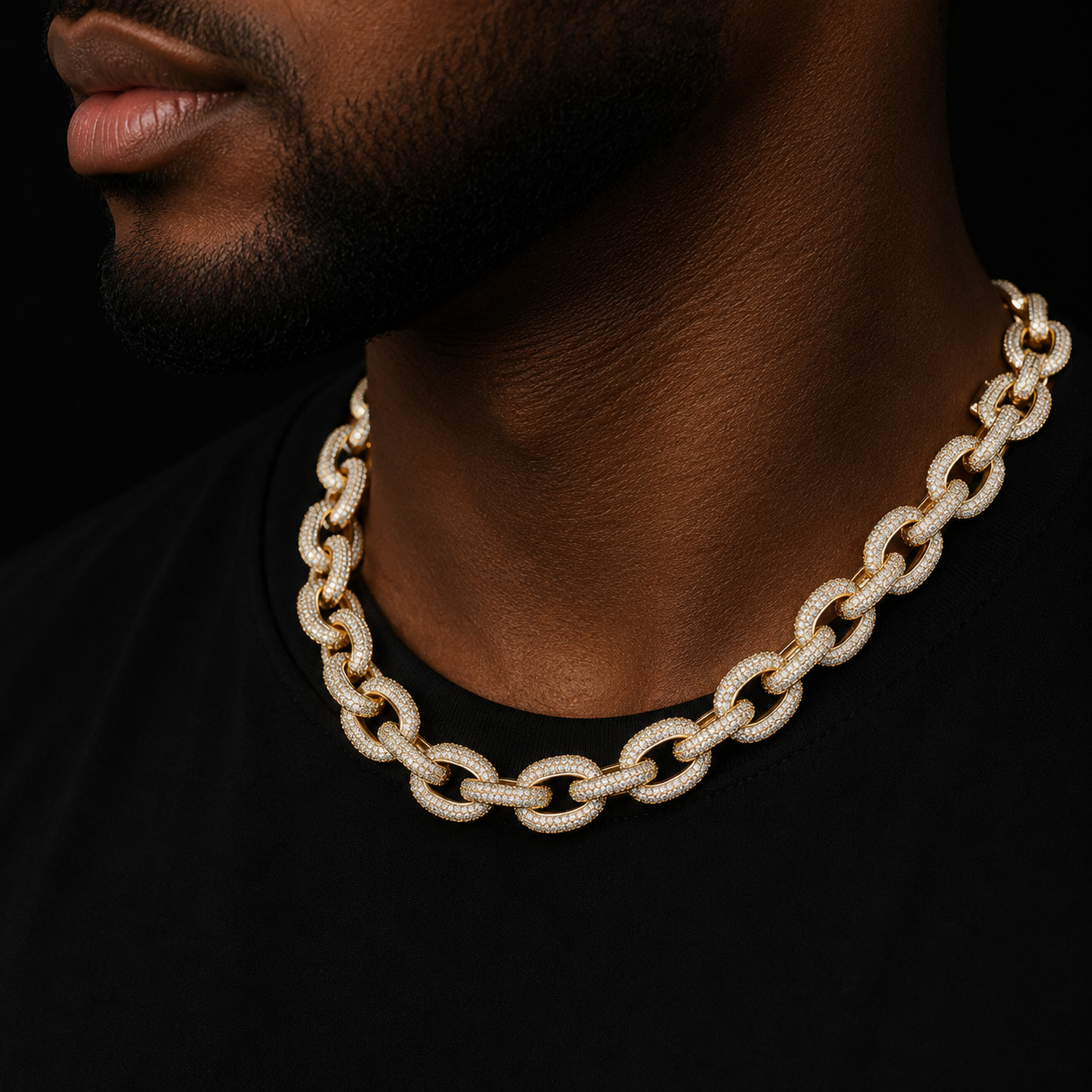 20mm Iced Heavy Punk Choker Bling Cubic Zircon Men's Hip hop Necklace Rock Jewelry Gold Color Chain 18" 20"