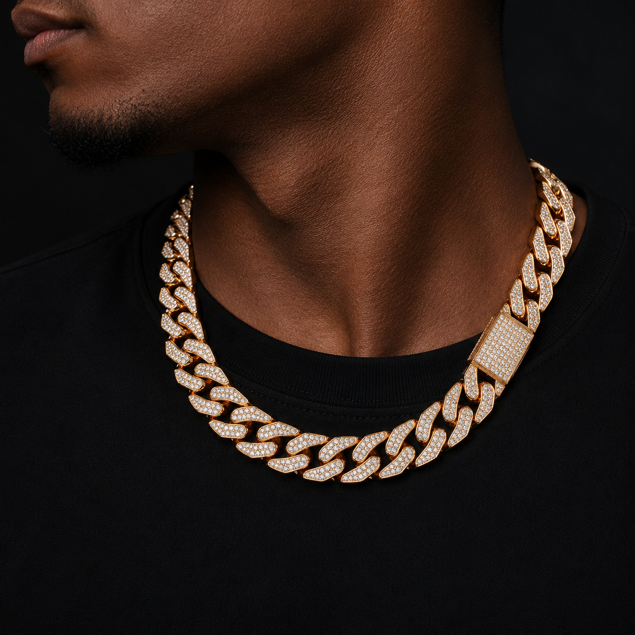 Bubble Letter Miami Cuban Link Chain for Men Necklace Iced Out Choker Hip Hop Jewelry 2022 Trend Real Gold Plated Best Selling