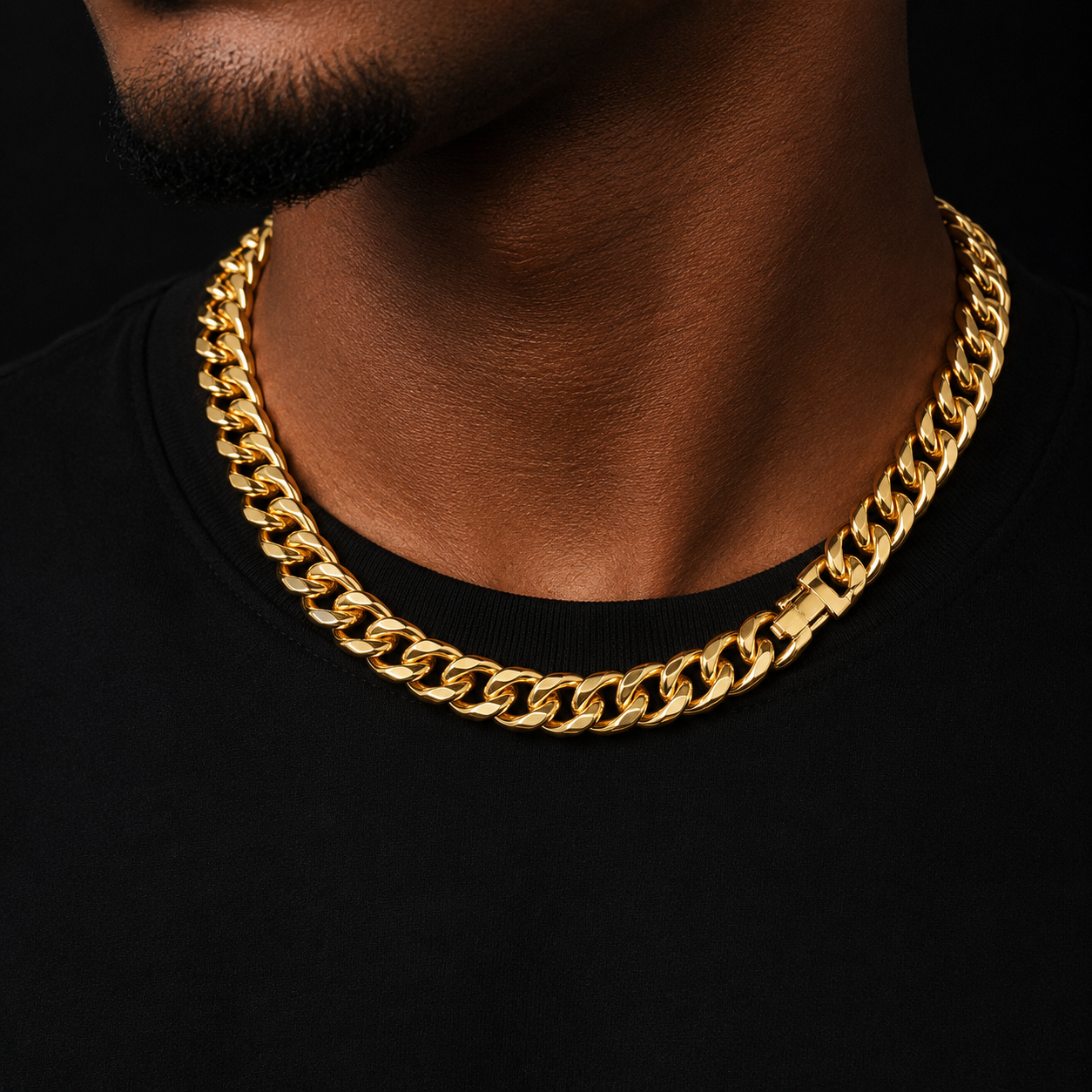 Bubble Letter Stainless Steel Cuban Link Chain Real Gold Plated Men Necklace Hip Hop Jewelry 2021 Trend