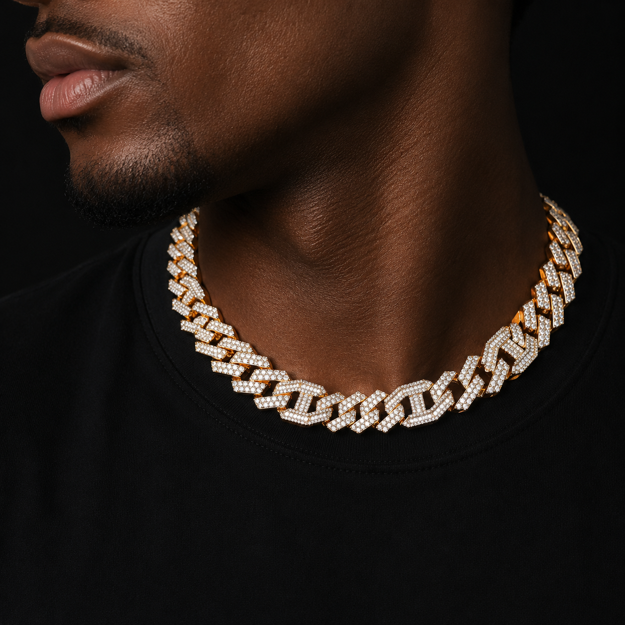 Bubble Letter Baguette Necklace for Men Miami Cuban Chain Solid Back Gold Color Hip Hop Jewelry Free Shipping Items Christmas