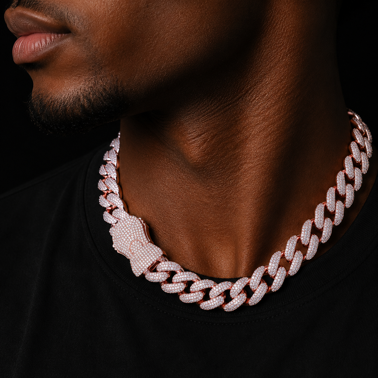 Bubble Letter Cuban Link Chain for Men Prong Necklace Choker Iced Out Cubic Zirconia Real Copper Hip Hop Jewelry Spring Clasp