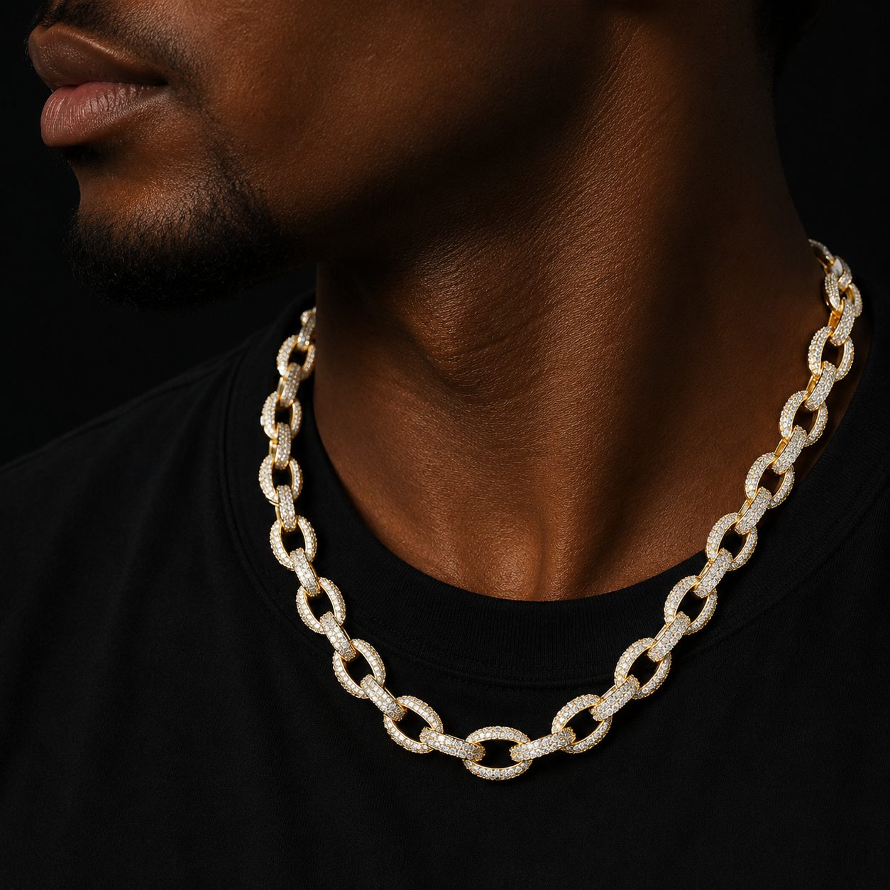 12mm Iced Heavy Small Punk Choker Bling Cubic Zircon Men's Hip hop Necklace Rock Jewelry Gold Color Chain 18" 20"