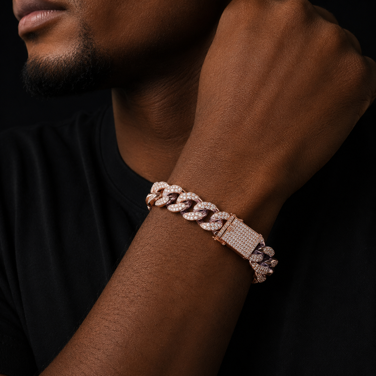 Bubble Letter Cuban Link Bracelet for Men Real Gold Plated Hip Hop Jewelry Free Shipping Items 2021 Trend Gifts