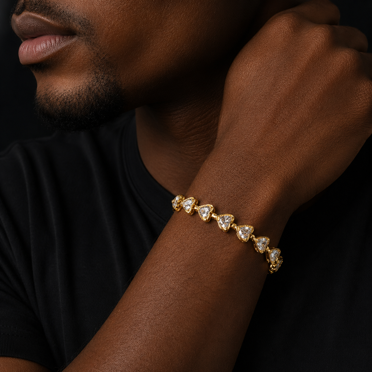 Bubble Letter 6mm Heart Bracelet Hip Hop Jewelry