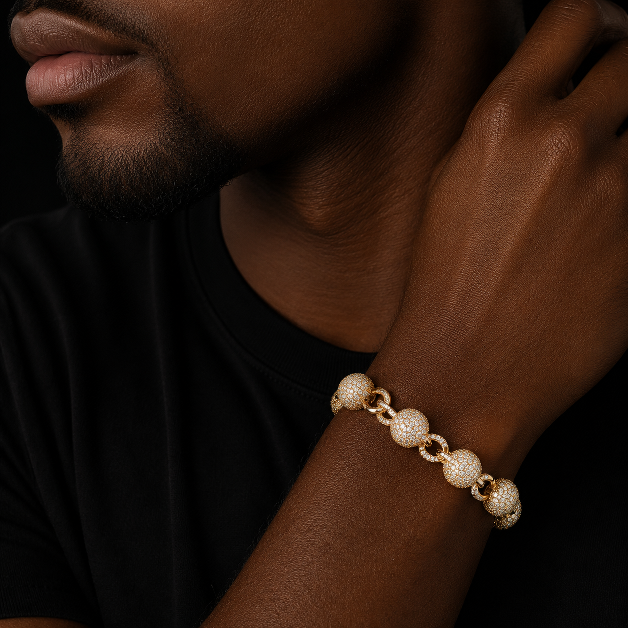 Bubble Letter 15MM Iced Out Ball Bracelet for Men Cuban Link Prong Setting Cubic Zirconia Hip Hop Fashion Jewelry