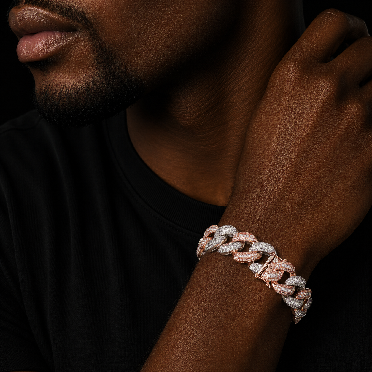 22mm Baguette Zircon Miami Cuban Link Bracelet Iced Out Men's Hip Hop Street Rock Jewelry Colorful Chain 7" 8"