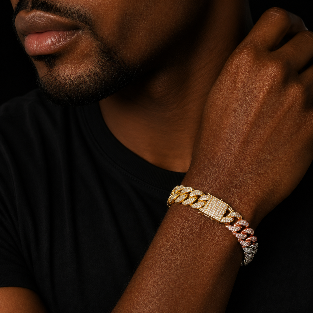 Mixed Color Miami Cuban Chain Bracelet Men's Hip hop Jewelry AAA Zirconia Colorful Bracelets 7" 8" 9"