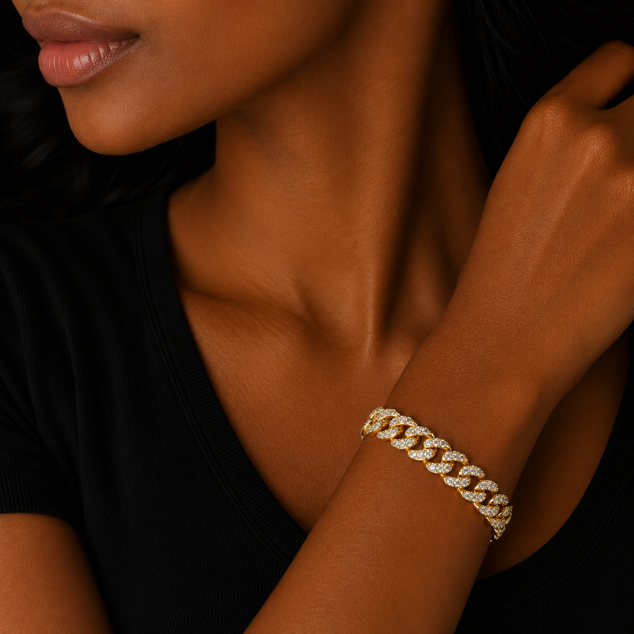 Women Bracelet Real Gold Plated Hip Hop Jewelry