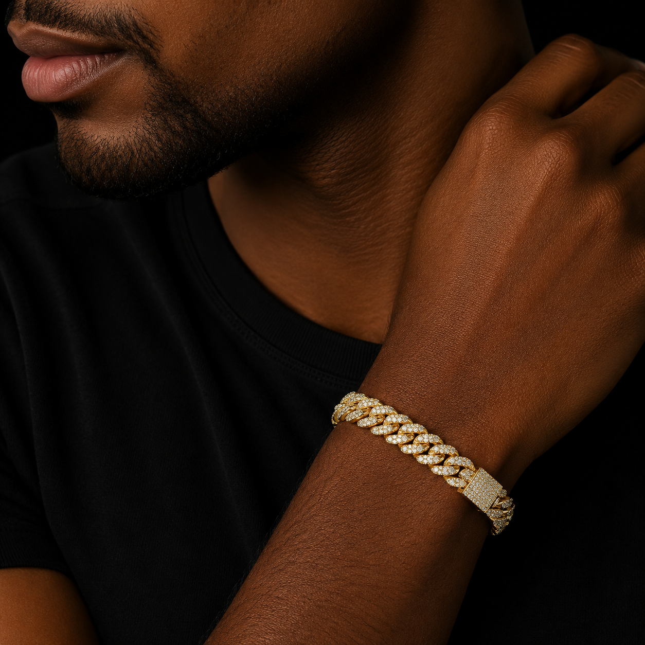 10MM Necklace Bracelet Jewelry Sets For Men Hip Hop