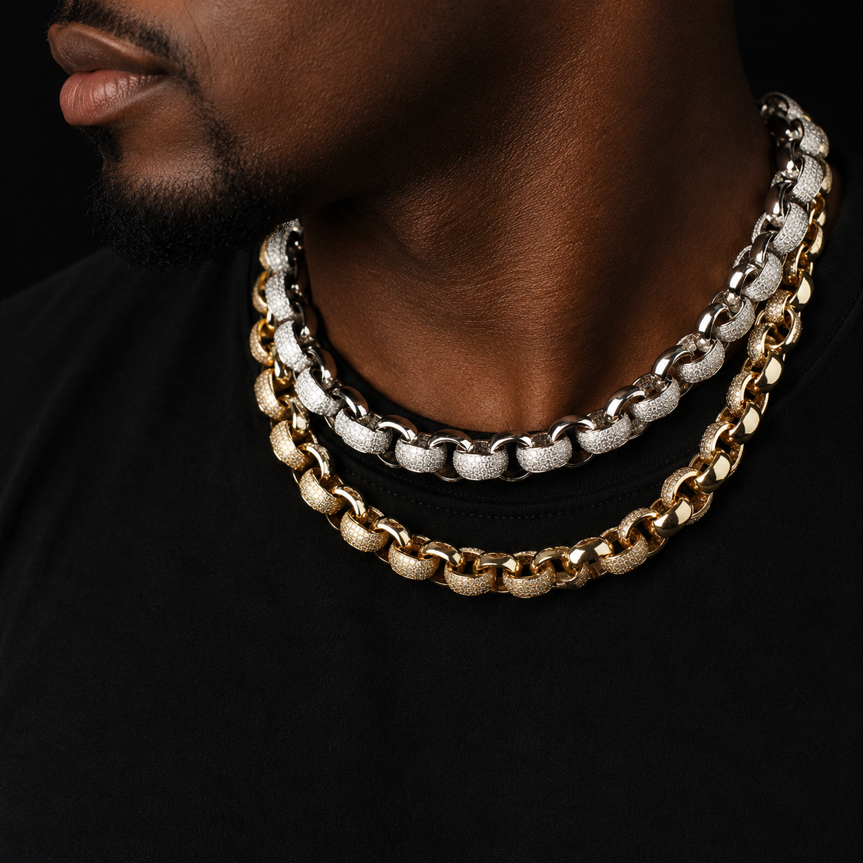 Bubble Letter Iced Out Circle Miami Cuban Link Chain for Men Real Gold Plated Fashion Necklace Choker Hip Rock Street Hop Jewelr