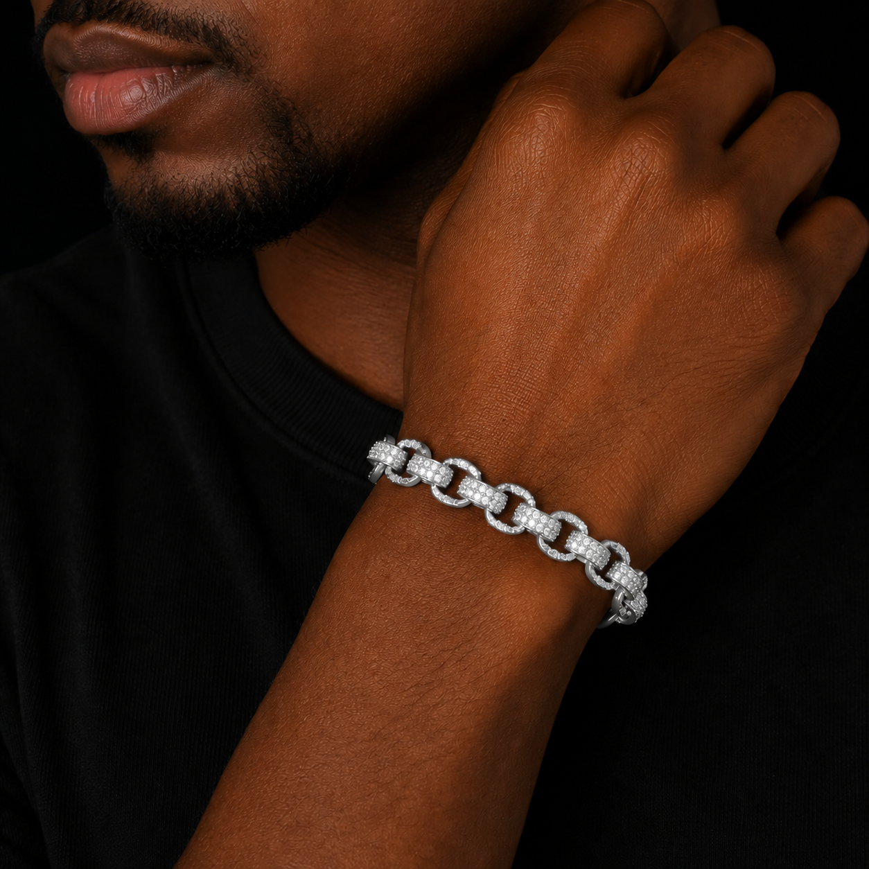 Bubble Letter Iced Out Circle Miami Cuban Link Bracelet Real Gold Plated Prong Setting Micro Pave Hip Hop Jewelry 2022 Trend