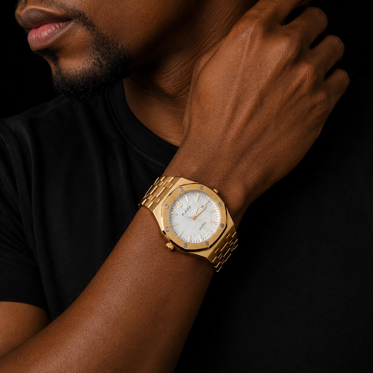 Bubble Letter Men Watch Ice Quartz Day Date Hip Hop Jewelry Regolio Masculio Free Shipping Items