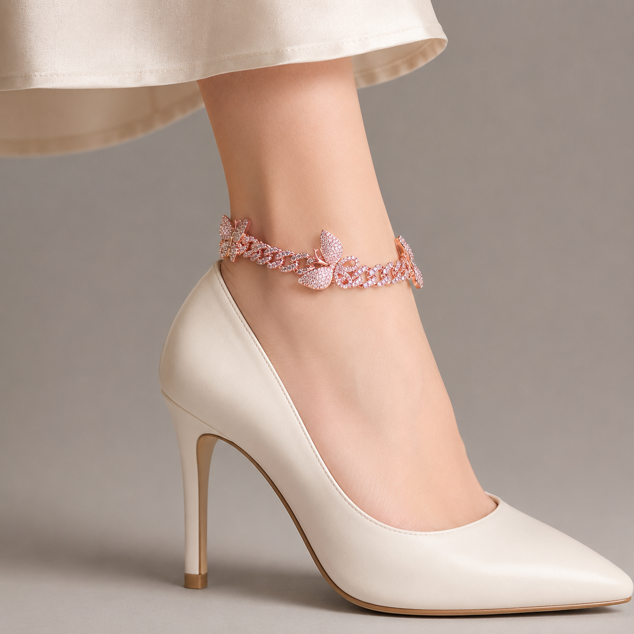 Bubble Letter Butterfly Miami Cuban Link Anklets Foot Jewelry for Women Hip Hop Free Shipping Items Gift